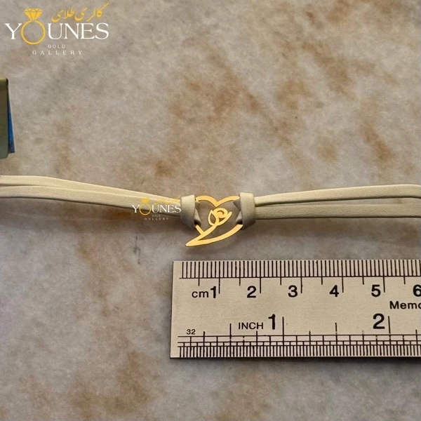 دستبند طلا چرم دولاین رز وقلب